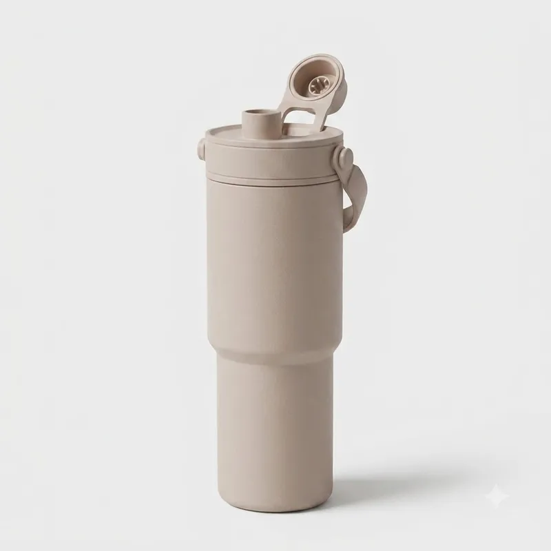 Ly giữ nhiệt Simply Inox 316 Phủ Sứ 735ml ống hút thủy tinh, cốc giữ nhiệt Fan House khắc tên