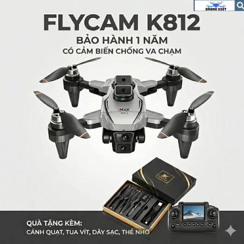 Drone mini K812 trang bị GPS tự quay về, Flycam tay điều khiển RC camera 4K