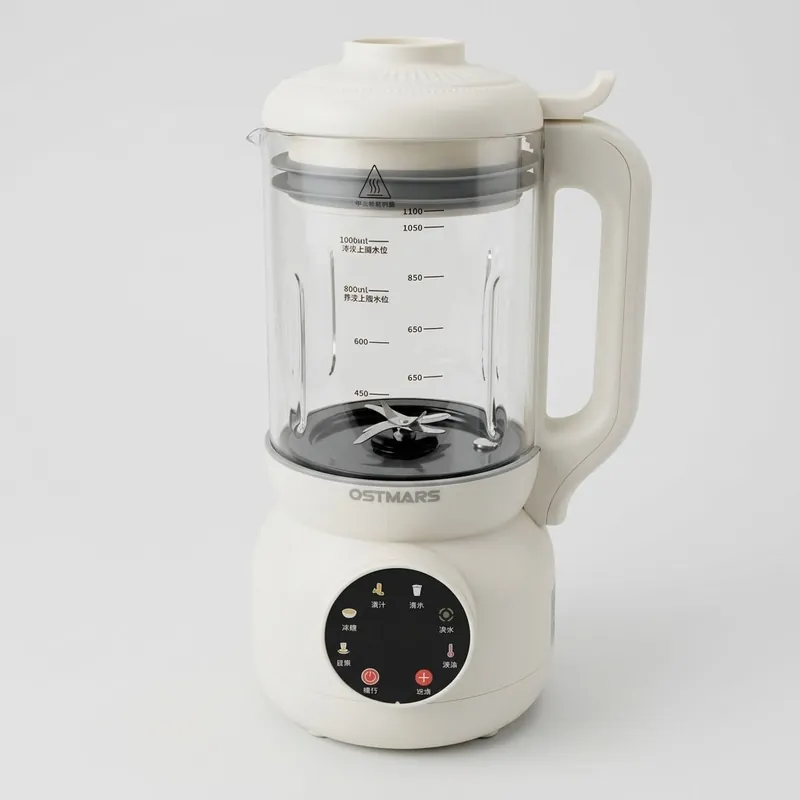 Máy Làm Sữa Hạt OSTMARS Cối Thuỷ Tinh Đa Chức Năng Nấu Dung Tích 1100ml Lưỡi Dao 10 Cánh.