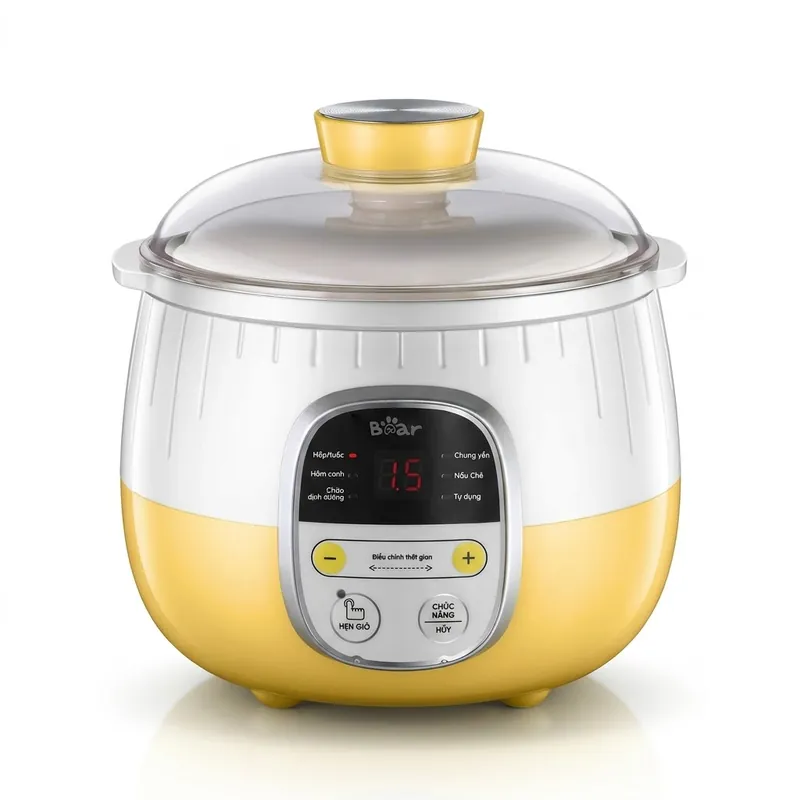 Nồi Nấu Cháo Cho Bé BEAR 0.8L Nấu Chậm Điện Cách Thuỷ Hầm Cháo Nhừ Chưng Yến Giữ Lại Chất Dinh Dưỡng Cho Bé SUBE001