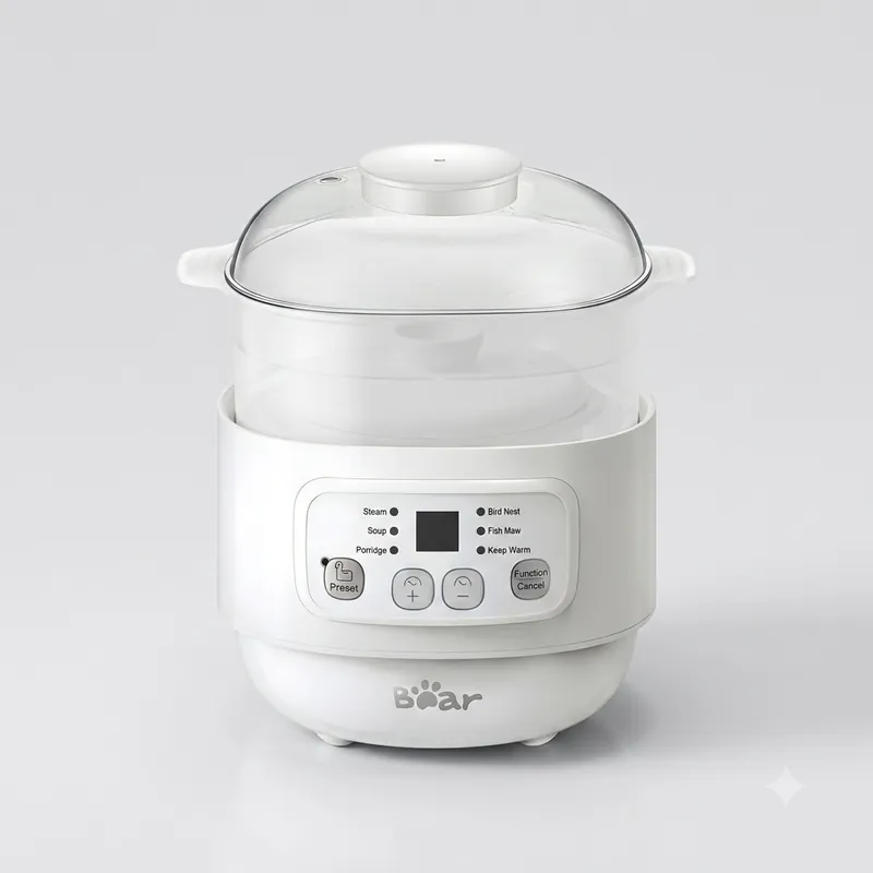 Nồi Nấu Chậm 0,8L Bear Nồi Nấu Cháo Chậm Nồi Chưng Yến Cách Thuỷ Nồi Nấu Cháo Cho Bé (Tiếng Việt)