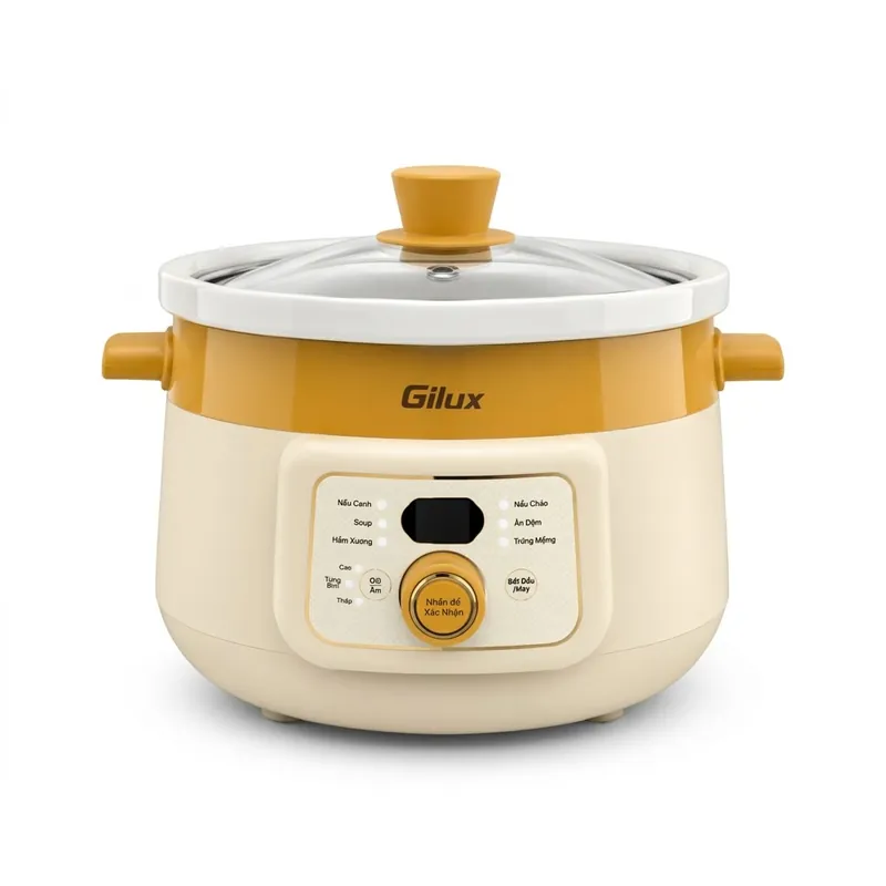 Nồi Kho Hầm Gilux GLN85S - Dung Tích 3L - Chưng Yến, Nấu Cháo Chậm Cho Bé Ăn Dặm - Bản Mới 2026